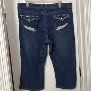 Pasion vintage y2k jewel button  embroidered Capri Jean pants size 14